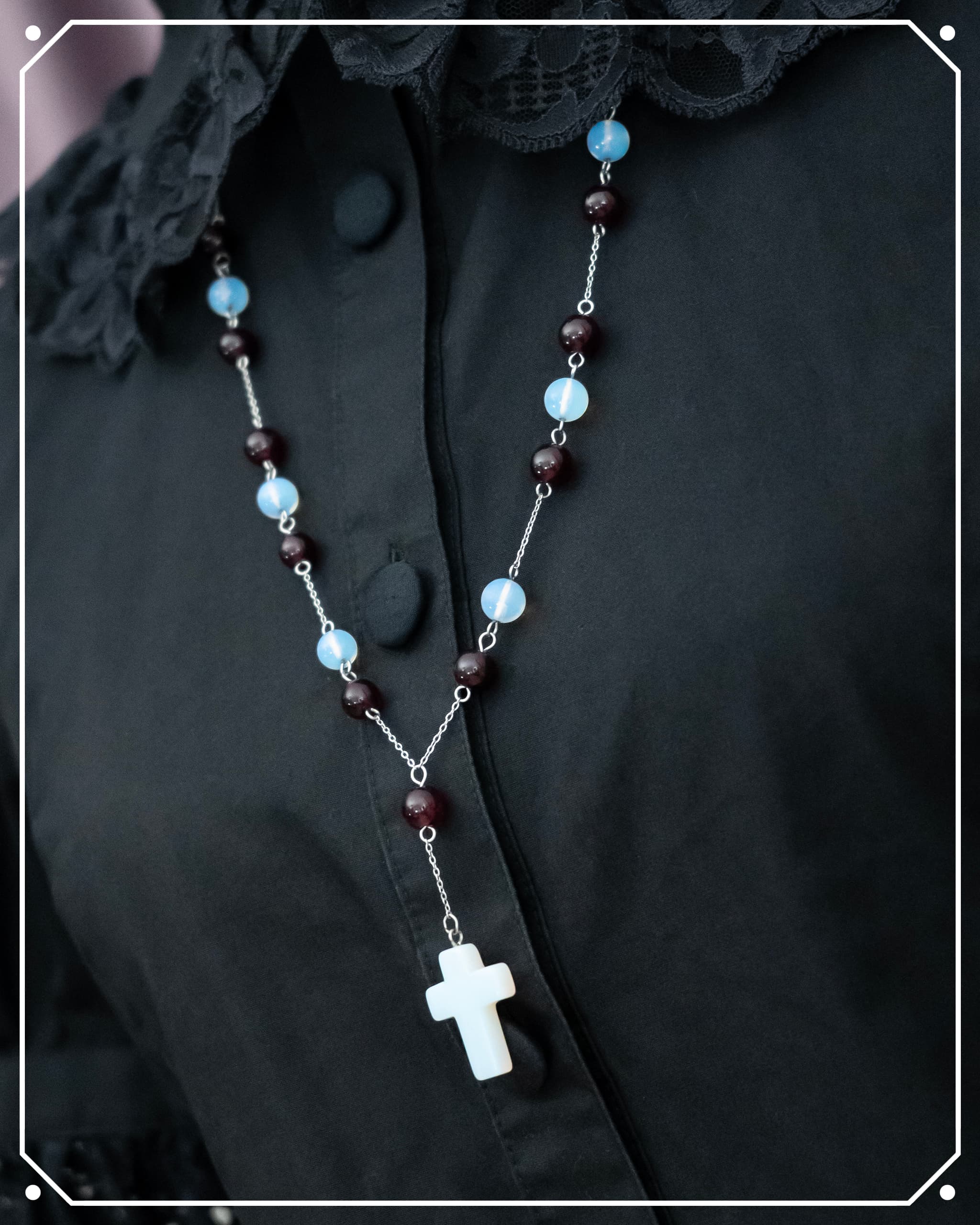 Cemetery Iris Rosary-Style Necklace