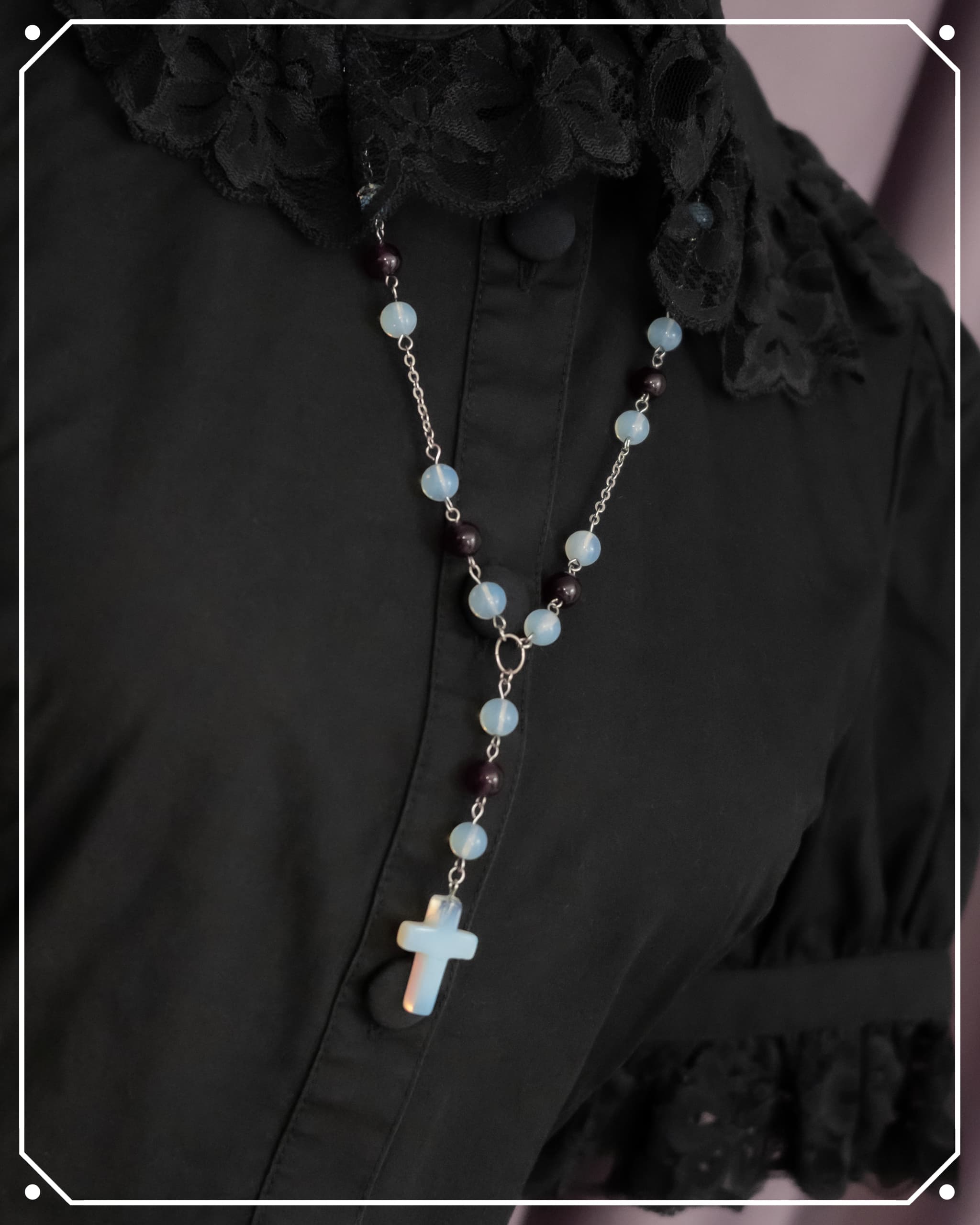 Cemetery Iris Rosary-Style Necklace